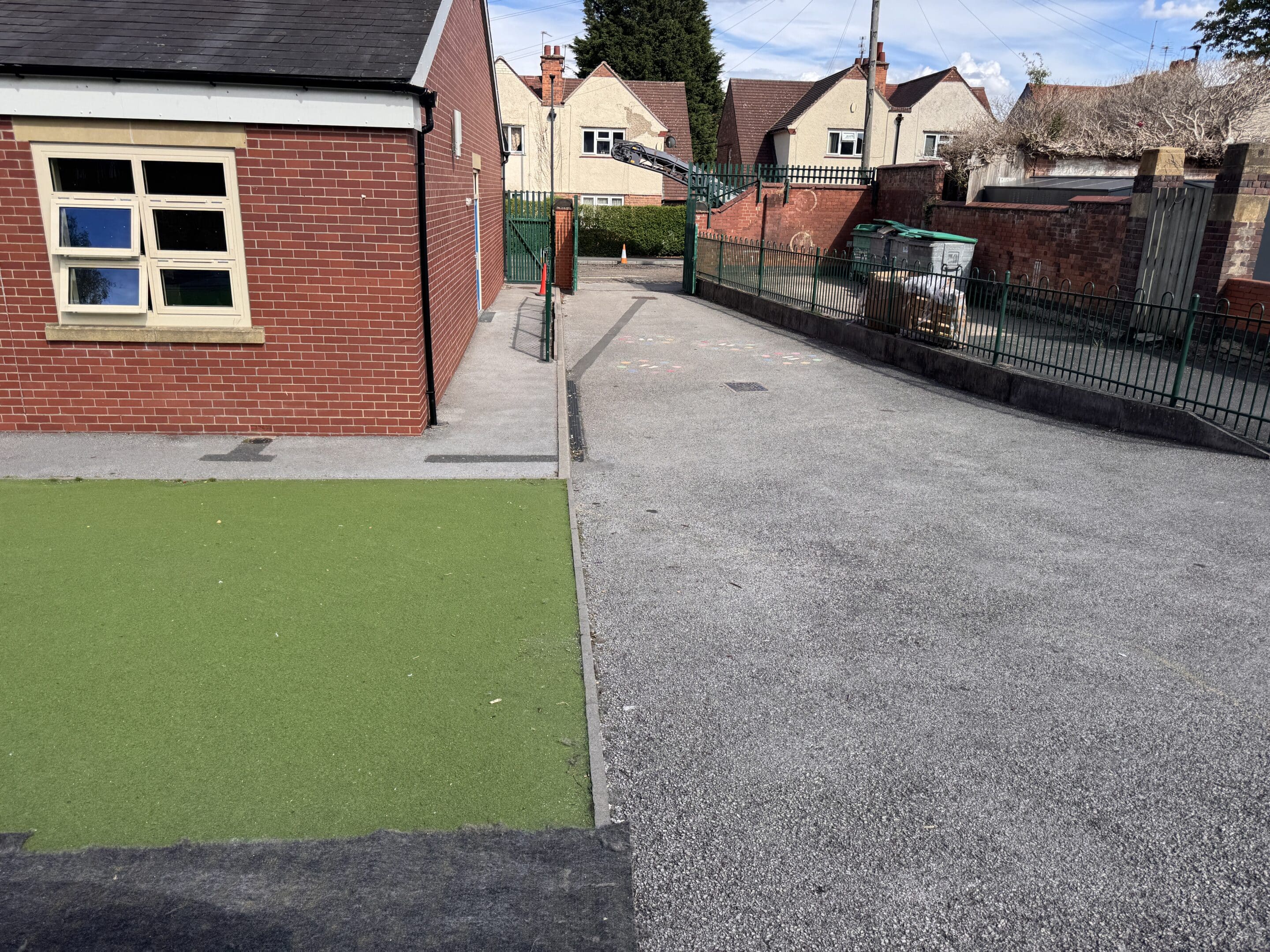 School surface at Dale Community School Derby after works showing clean and protected access area